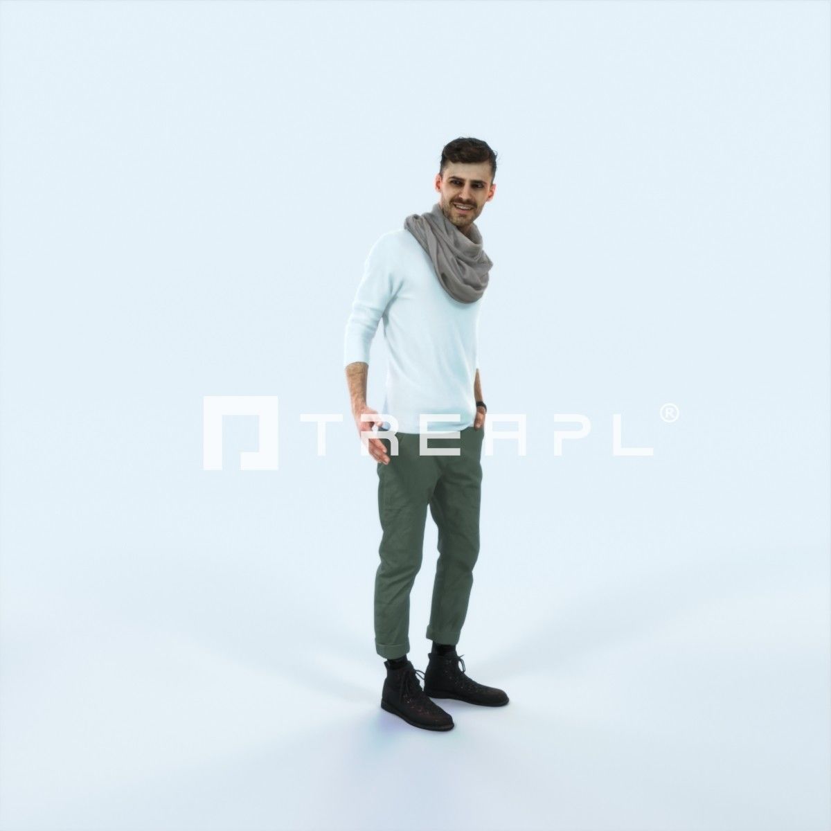 Posture 03K Couple Casual Man Low-poly 3D model_1