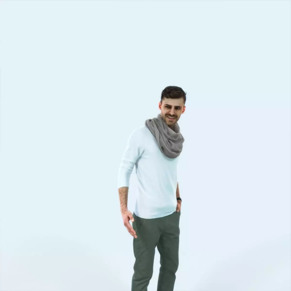 Posture 03K Couple Casual Man Low-poly 3D model_0