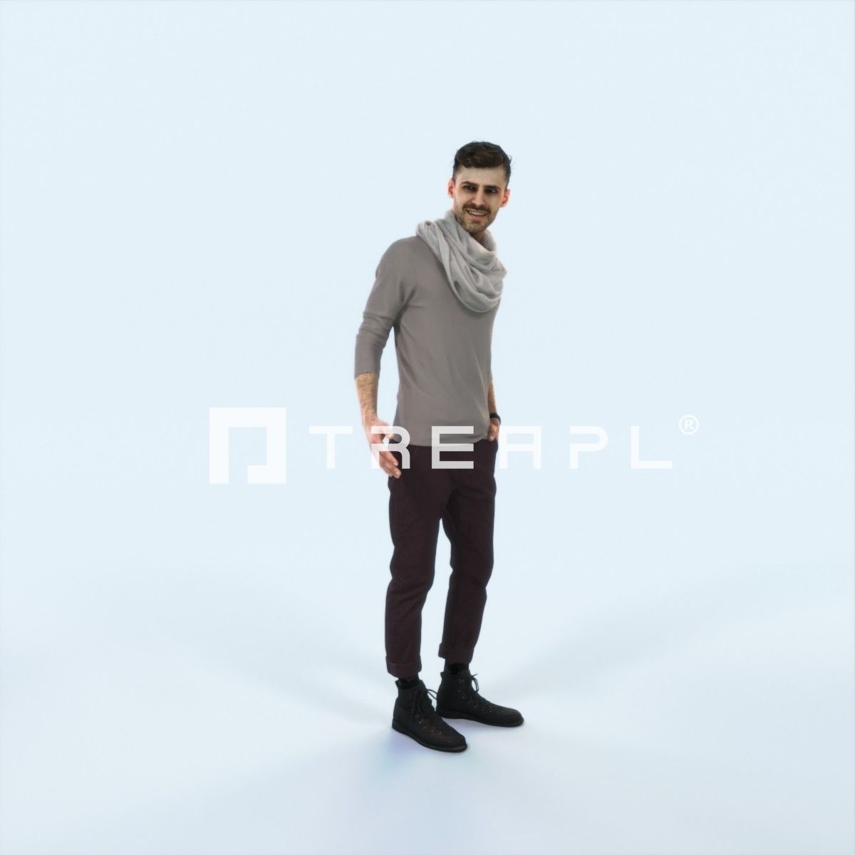 Posture 03J Couple Casual Man Low-poly 3D model_1