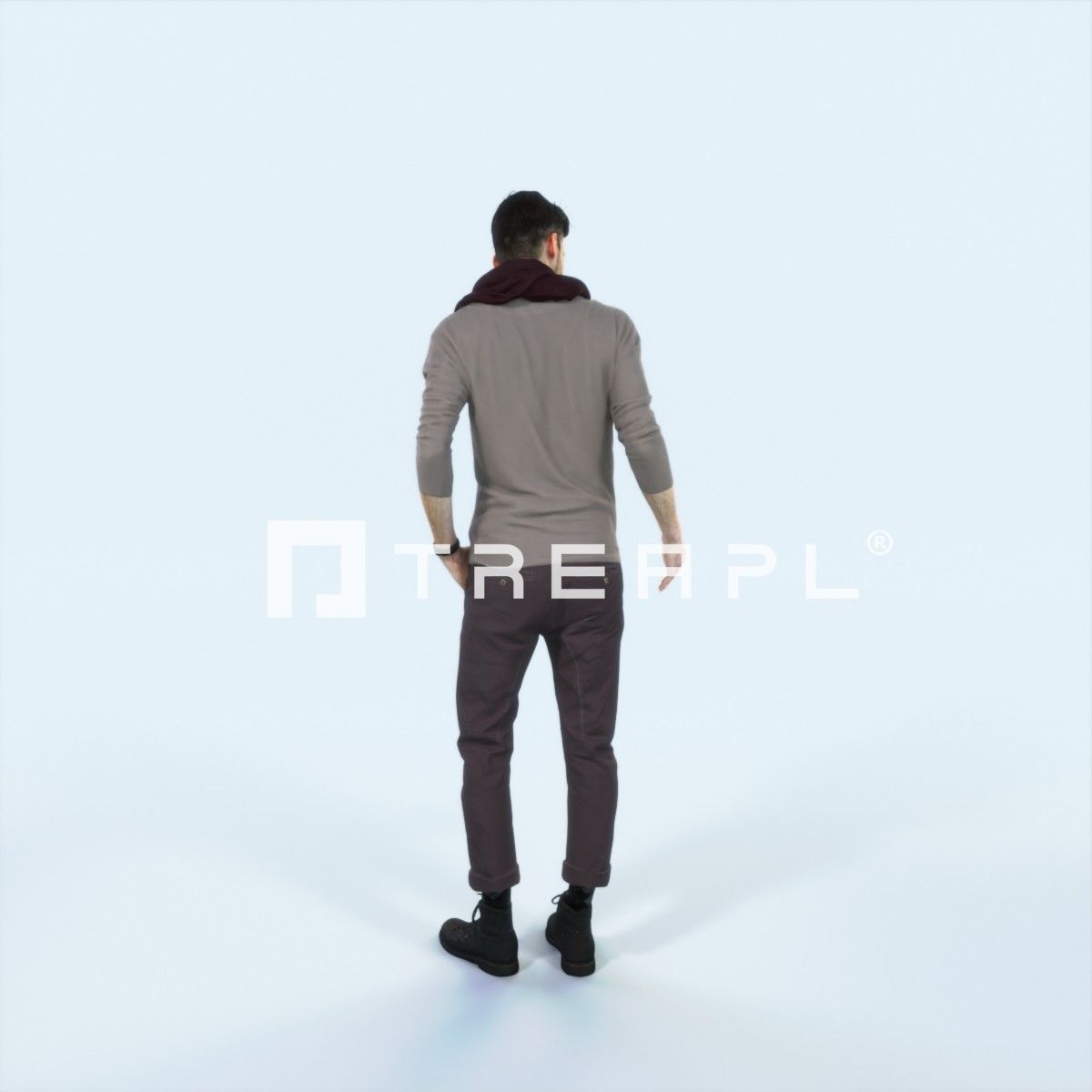 Posture 03E Couple Casual Man Low-poly 3D model_3