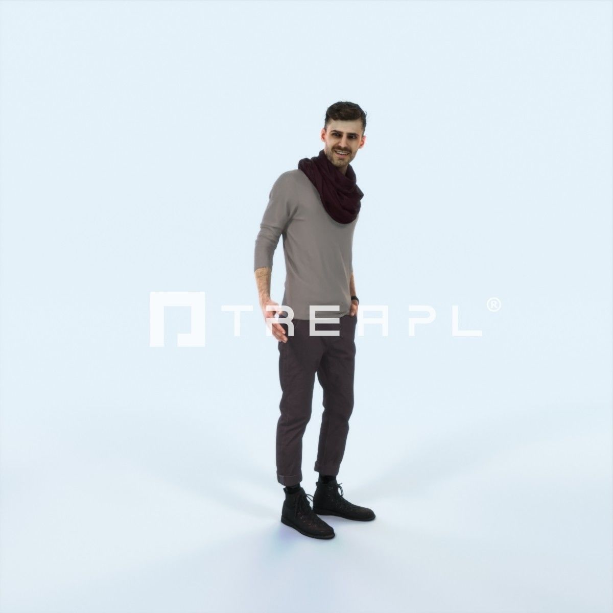 Posture 03E Couple Casual Man Low-poly 3D model_1