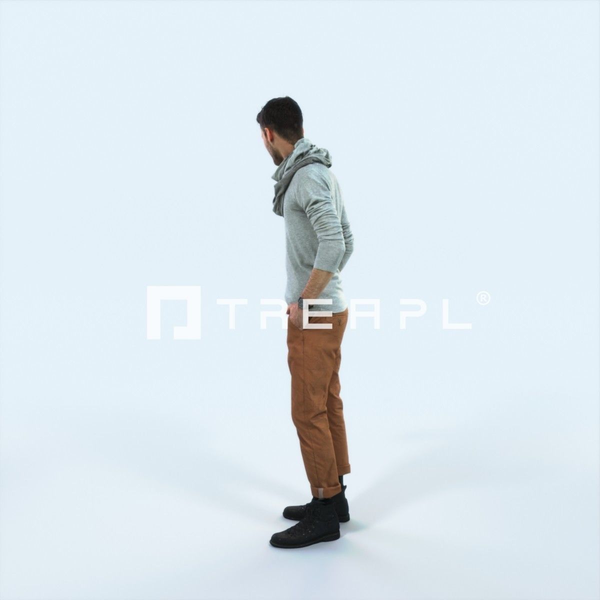 Posture 03A Couple Casual Man Low-poly 3D model_4