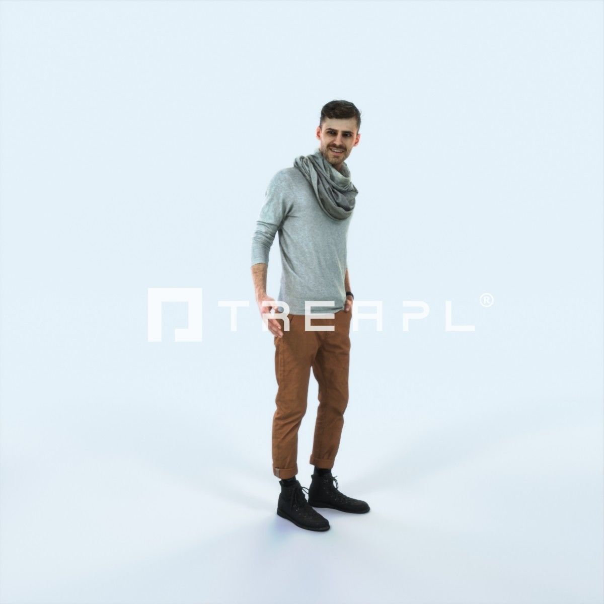 Posture 03A Couple Casual Man Low-poly 3D model_1
