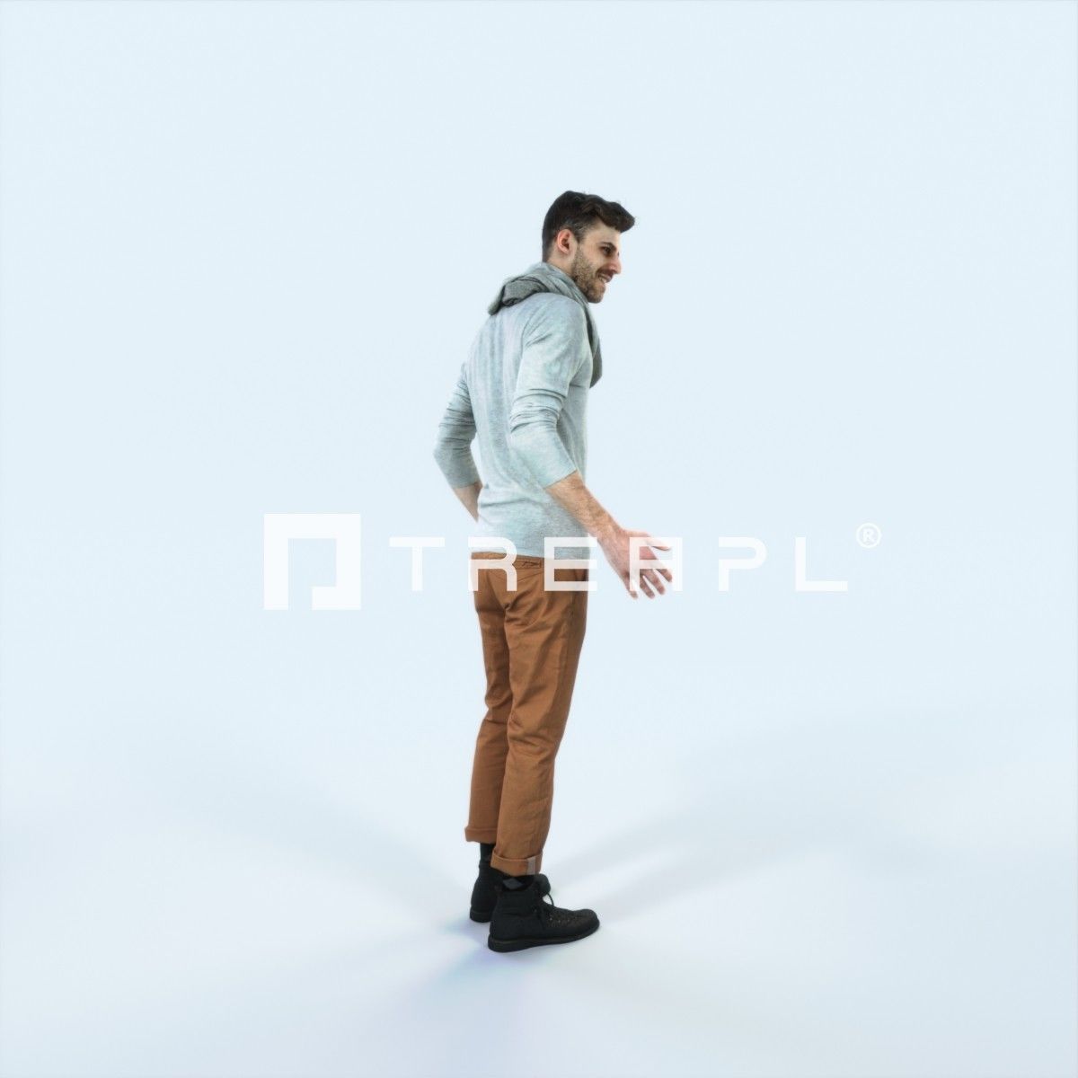 Posture 03A Couple Casual Man Low-poly 3D model_2