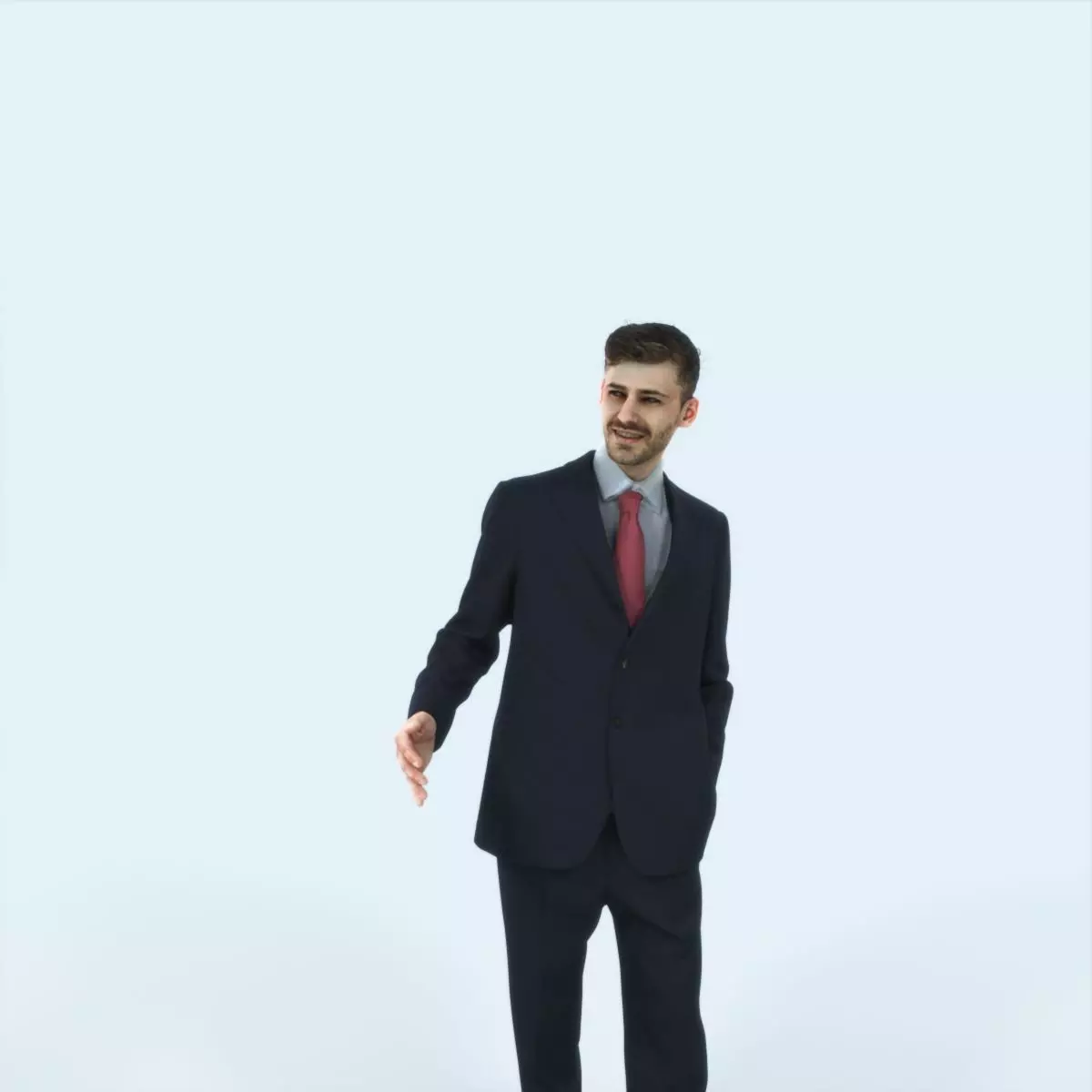 Posture 05I Explaining Couple Elegant Man Low-poly 3D model_0