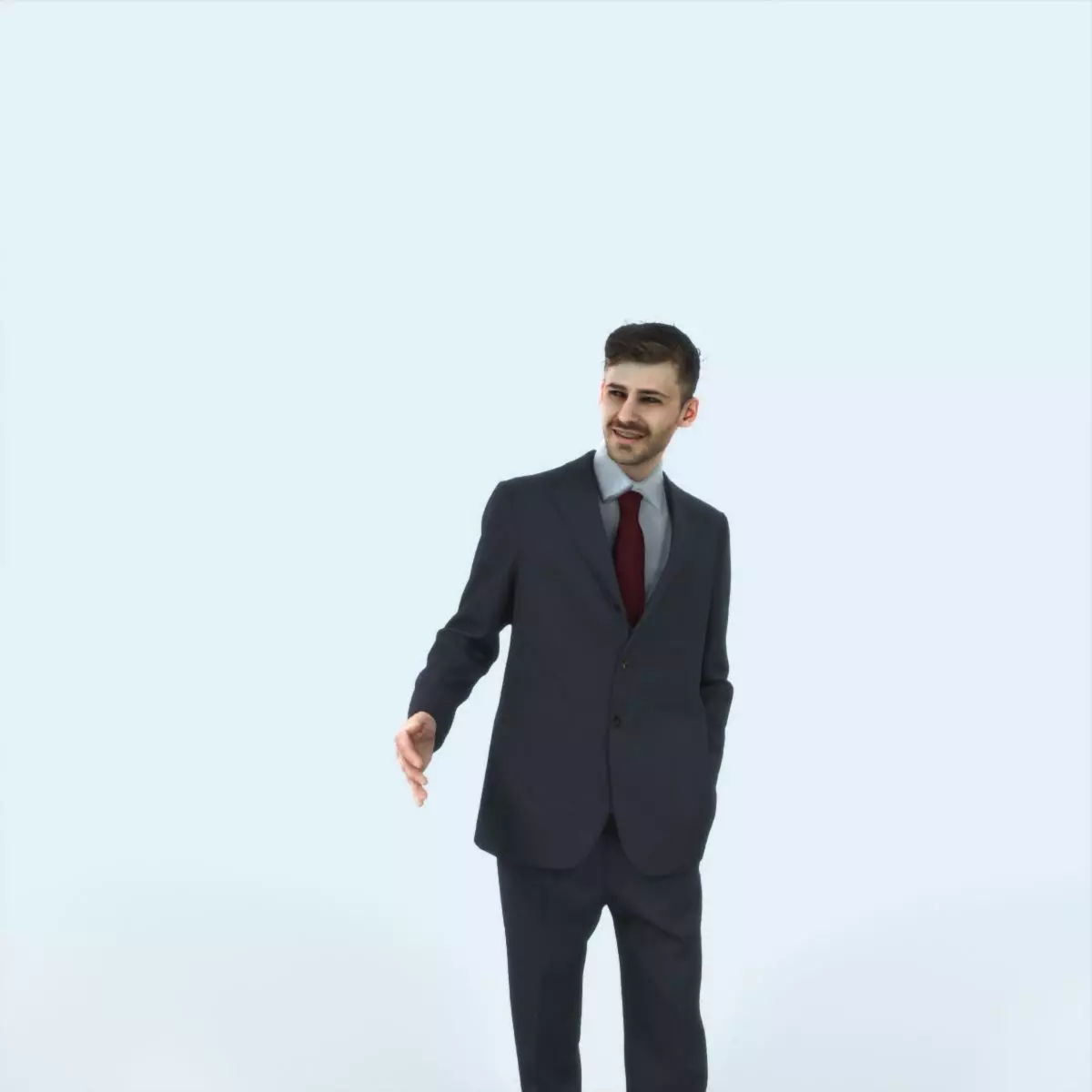 Posture 05G Explaining Couple Elegant Man Low-poly 3D model_0