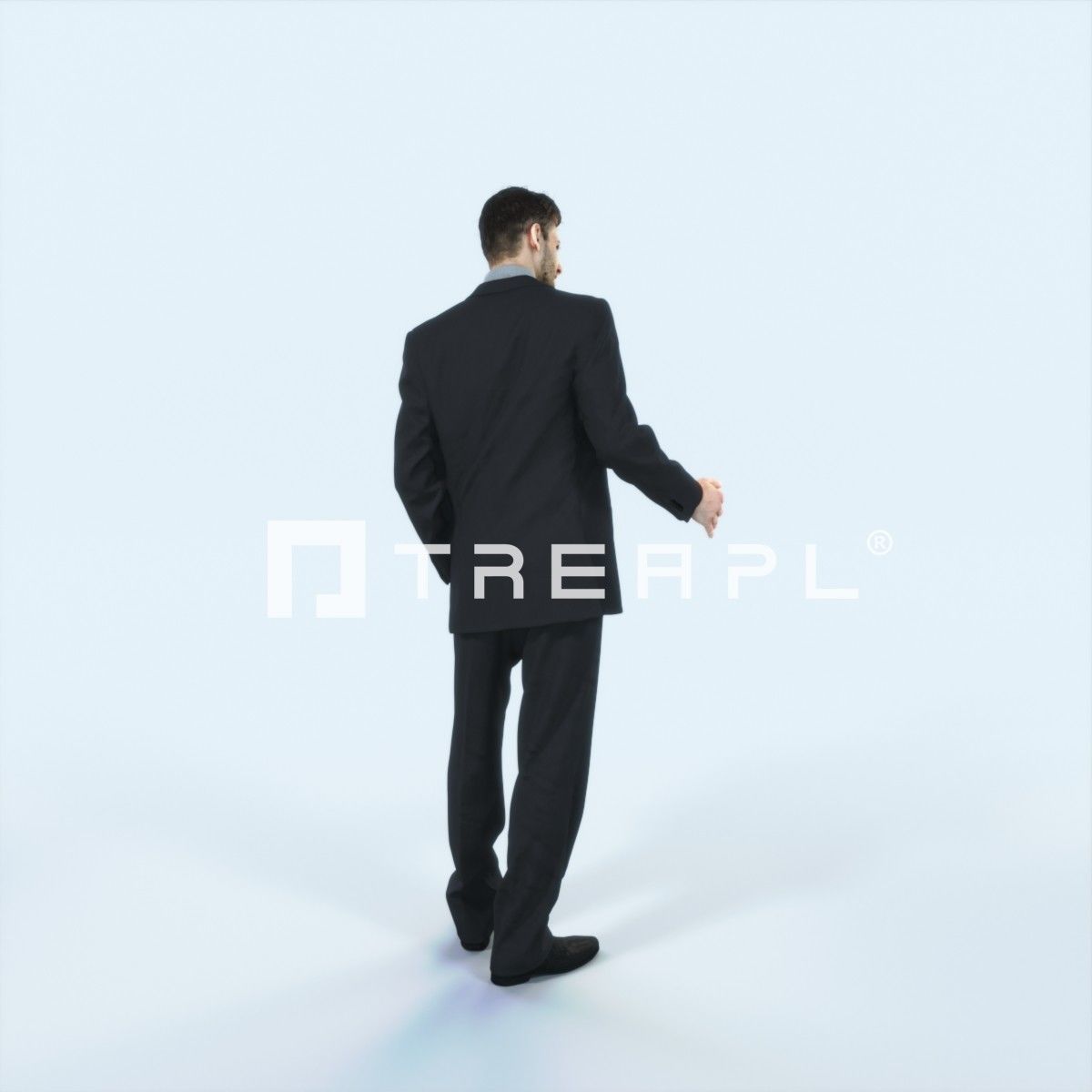 Posture 05B Explaining Couple Elegant Business Man Low-poly 3D model_3