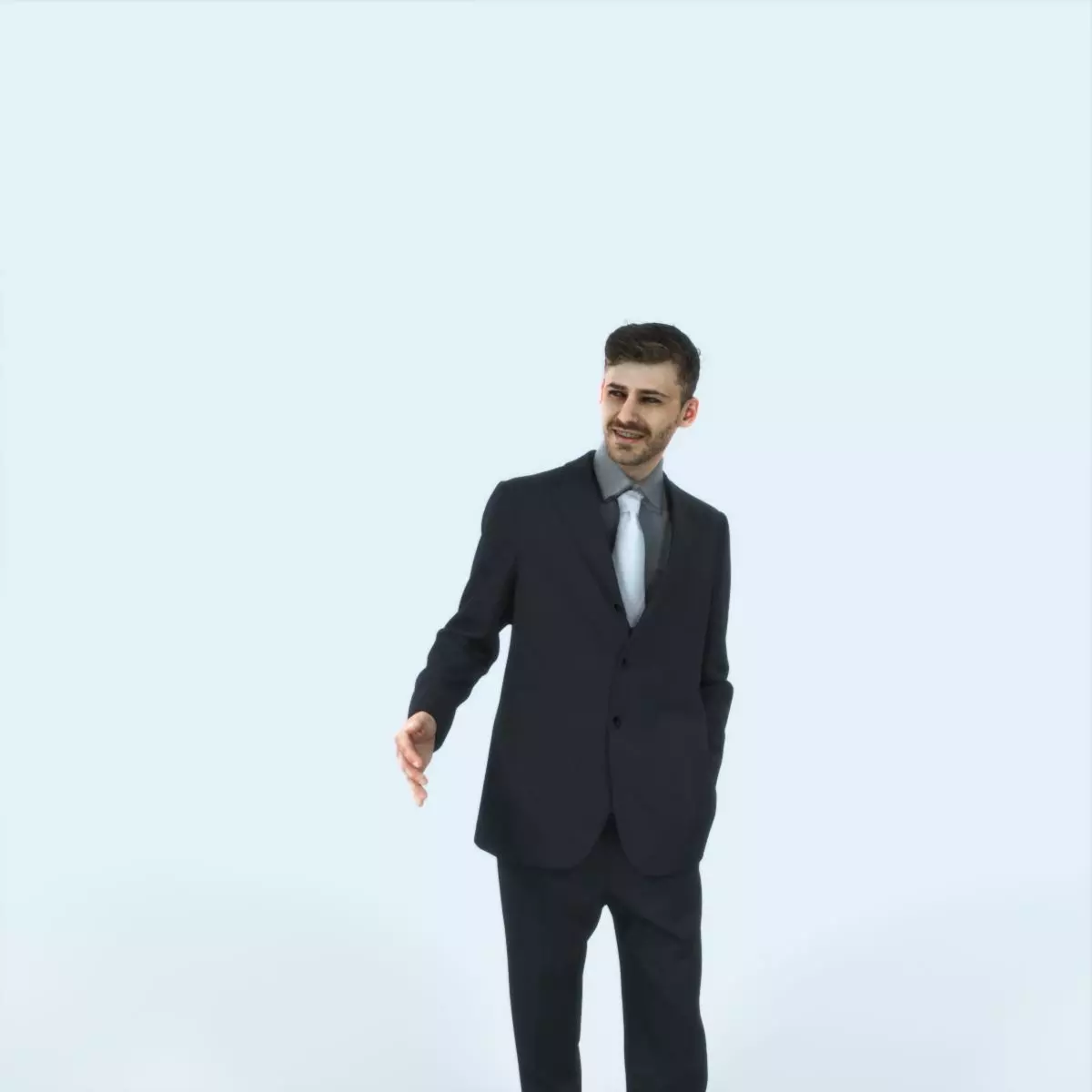 Posture 05B Explaining Couple Elegant Business Man Low-poly 3D model_0