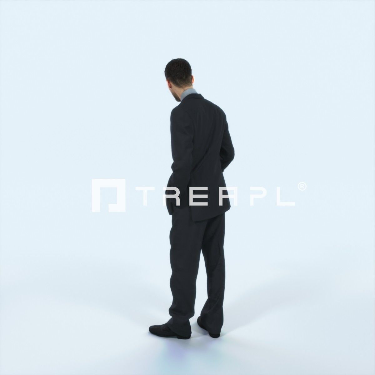 Posture 05B Explaining Couple Elegant Business Man Low-poly 3D model_4