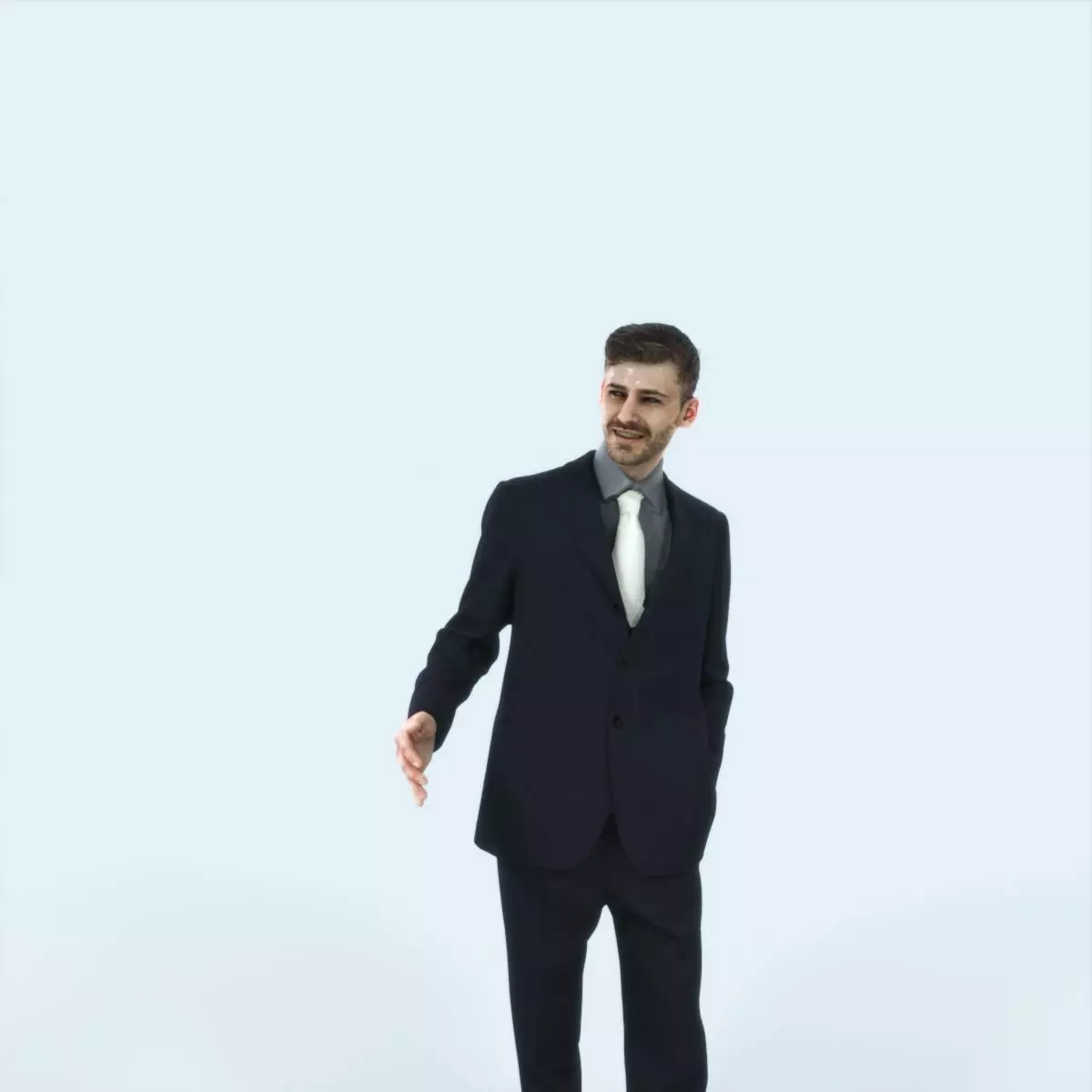 Posture 05A Explaining Couple Elegant Man Low-poly 3D model_0