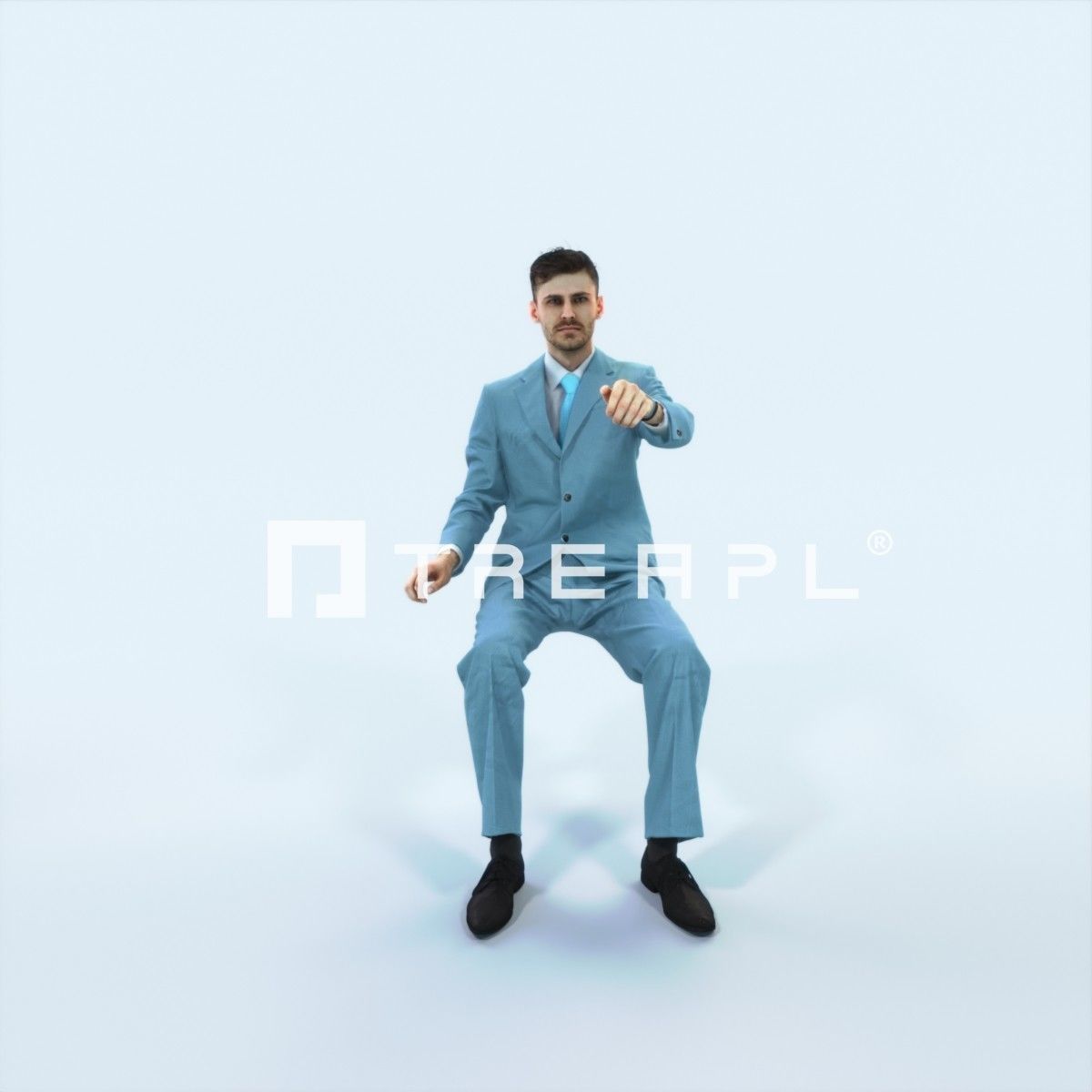 Posture 20L Driver Driving Sitting Elegant Man Low-poly 3D model_1