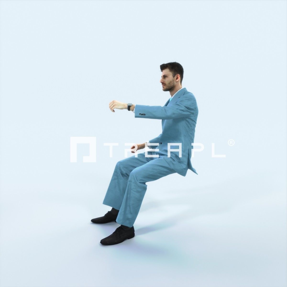 Posture 20L Driver Driving Sitting Elegant Man Low-poly 3D model_5