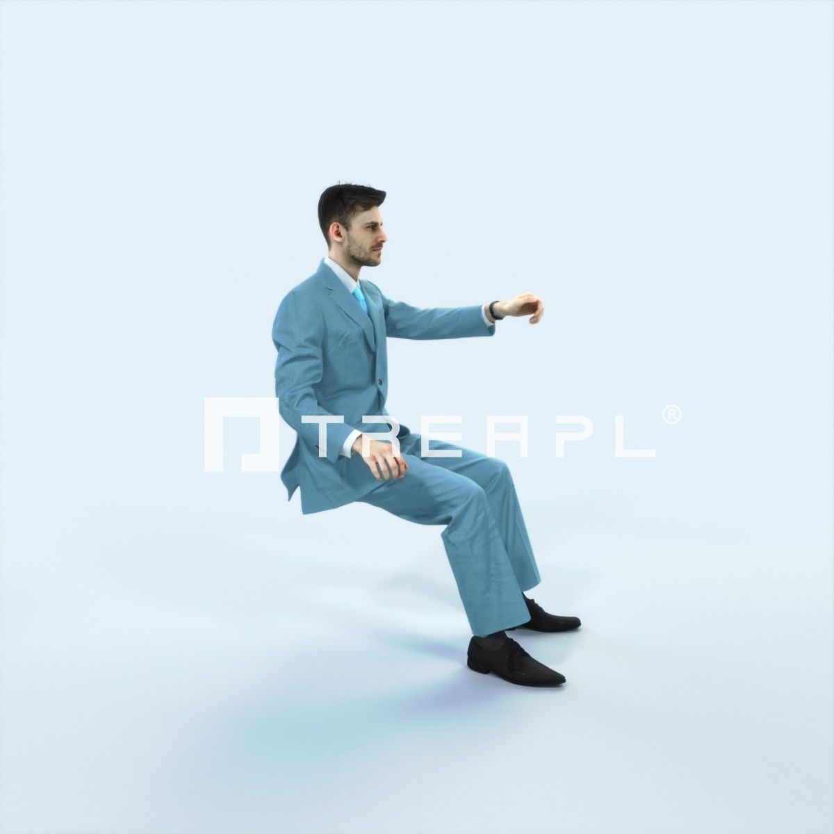 Posture 20L Driver Driving Sitting Elegant Man Low-poly 3D model_2