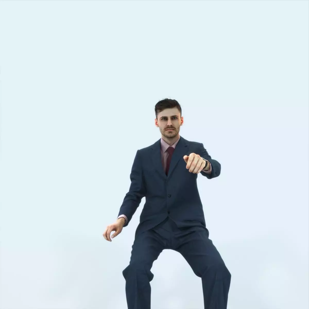 Posture 20J Driver Driving Sitting Elegant Man Low-poly 3D model_0