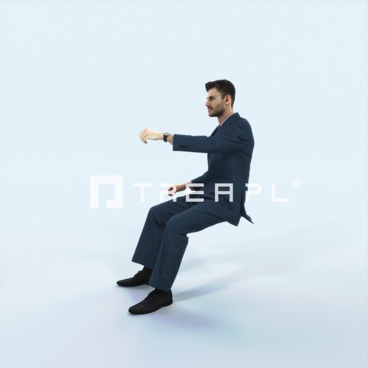 Posture 20J Driver Driving Sitting Elegant Man Low-poly 3D model_5