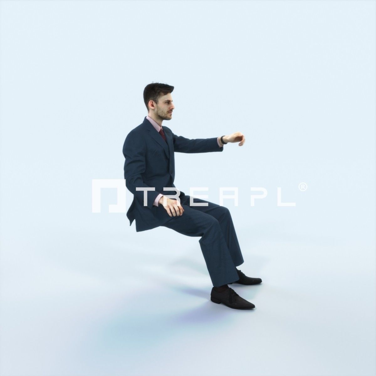 Posture 20J Driver Driving Sitting Elegant Man Low-poly 3D model_2