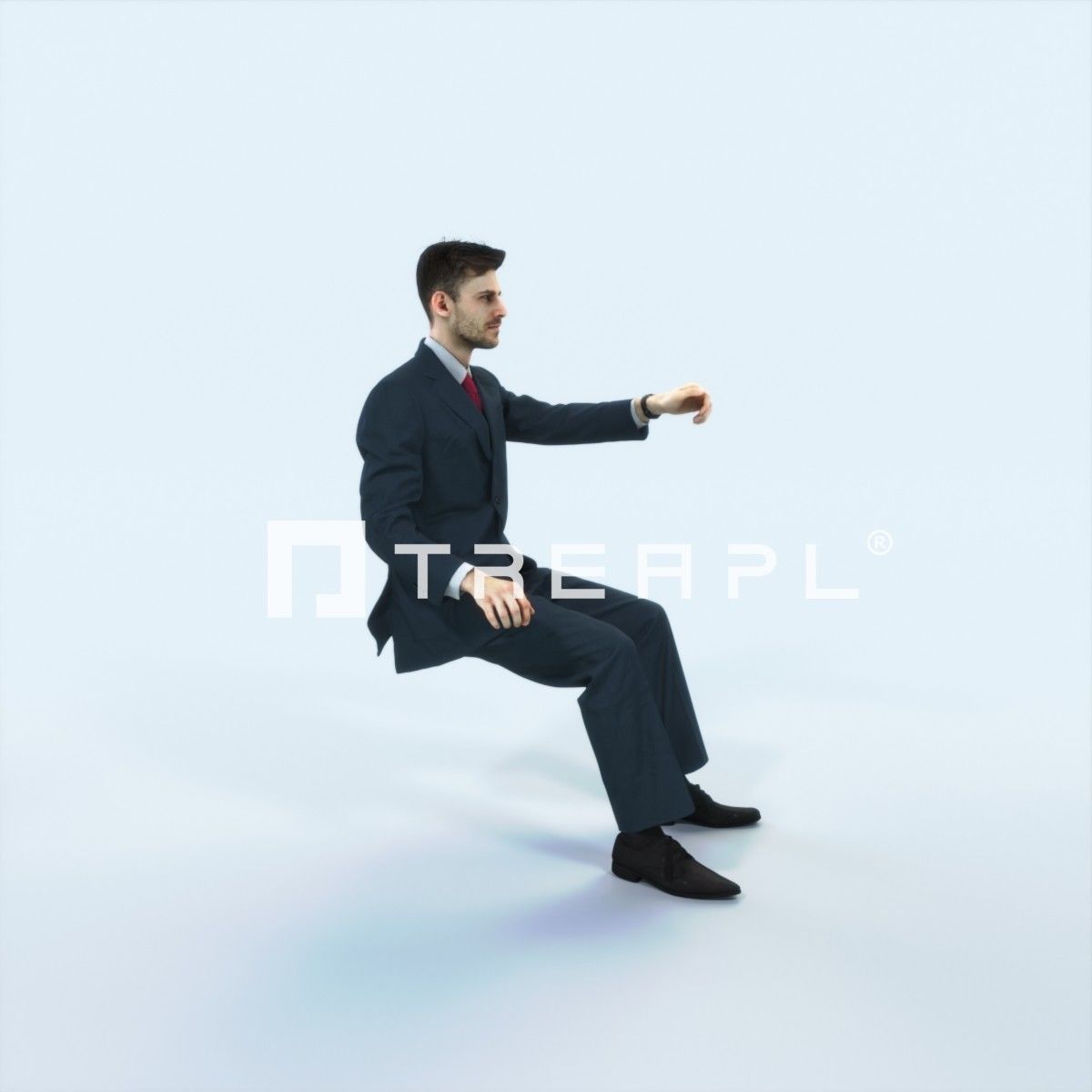 Posture 20G Driver Driving Sitting Elegant Man Low-poly 3D model_2