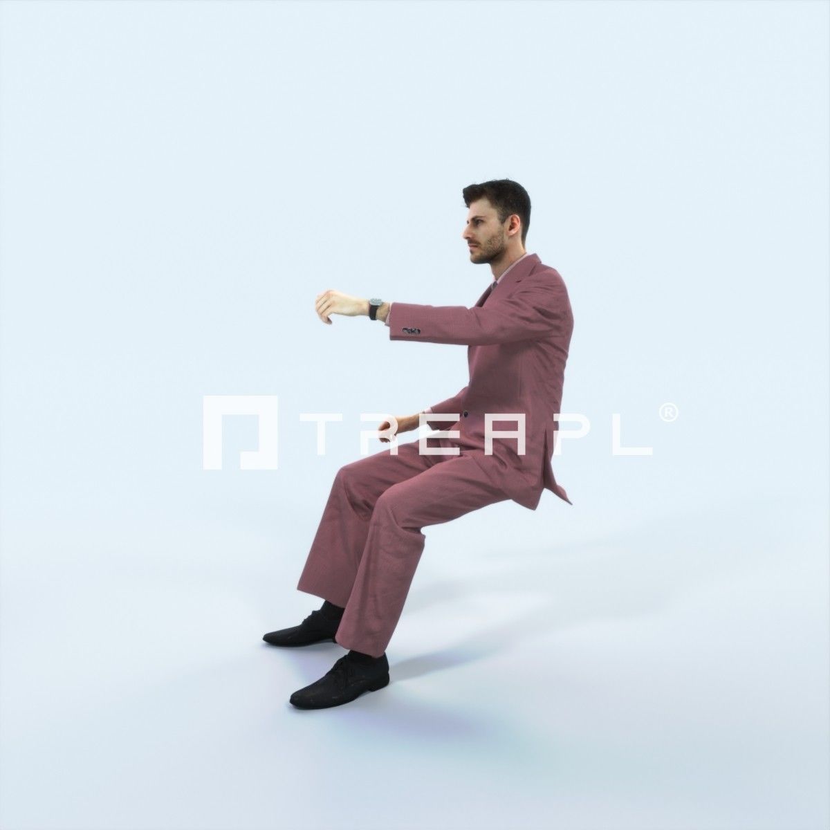 Posture 20F Driver Driving Sitting Elegant Business Man Low-poly 3D model_5