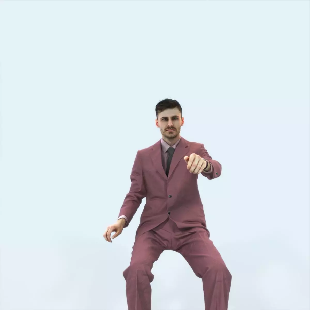 Posture 20F Driver Driving Sitting Elegant Business Man Low-poly 3D model_0