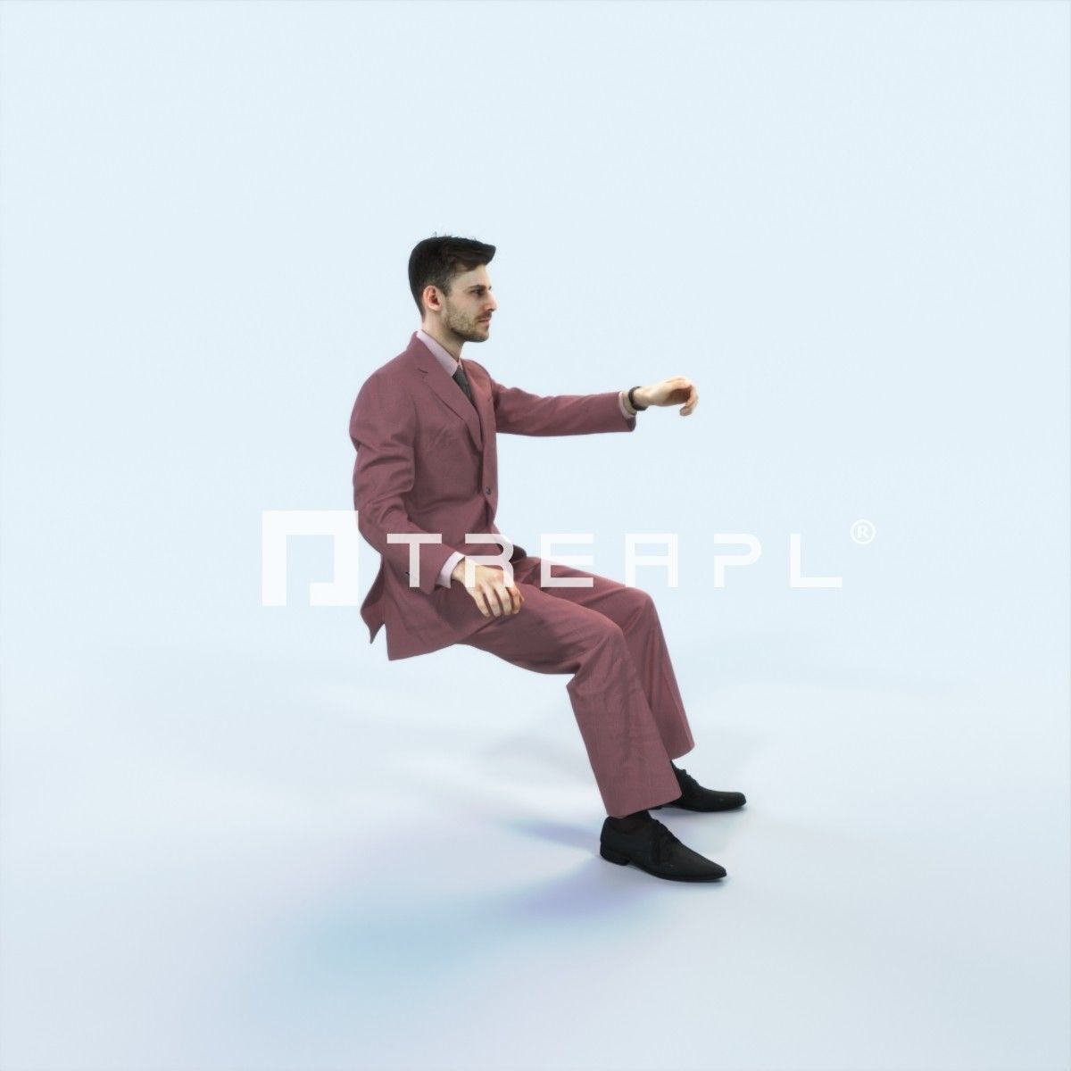 Posture 20F Driver Driving Sitting Elegant Business Man Low-poly 3D model_2