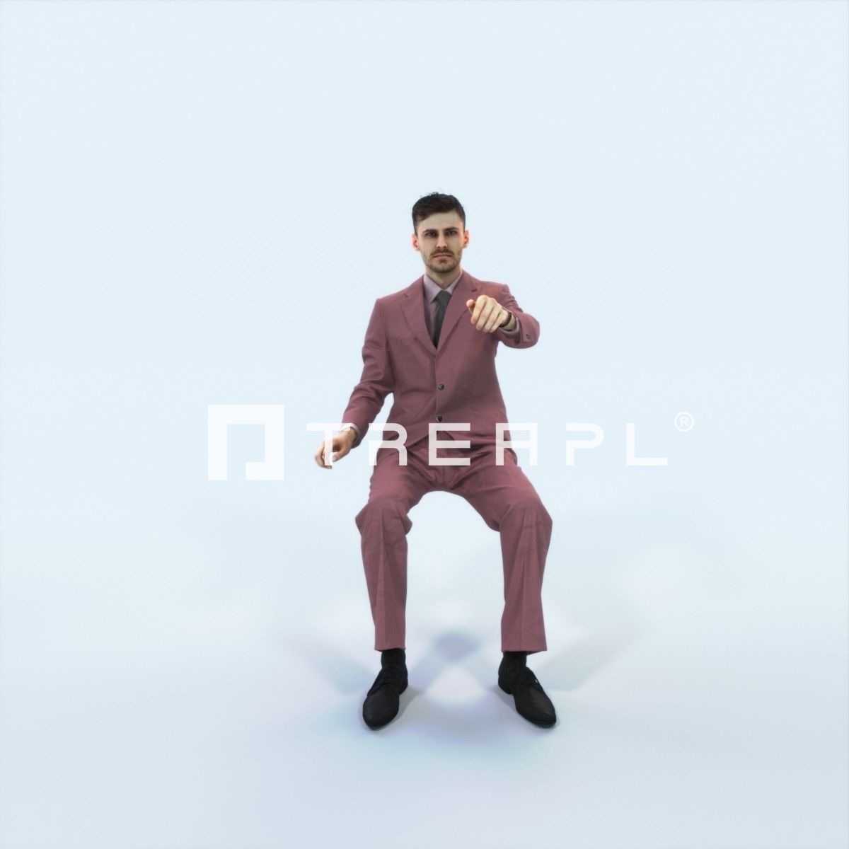 Posture 20F Driver Driving Sitting Elegant Business Man Low-poly 3D model_1