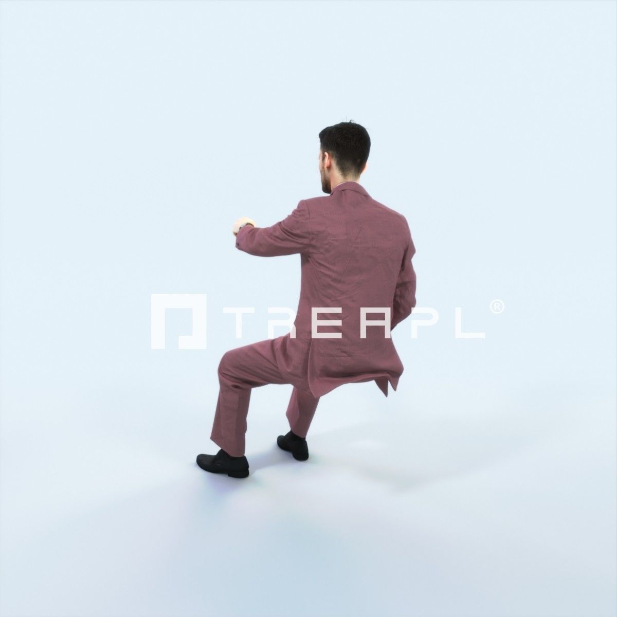 Posture 20F Driver Driving Sitting Elegant Business Man Low-poly 3D model_4