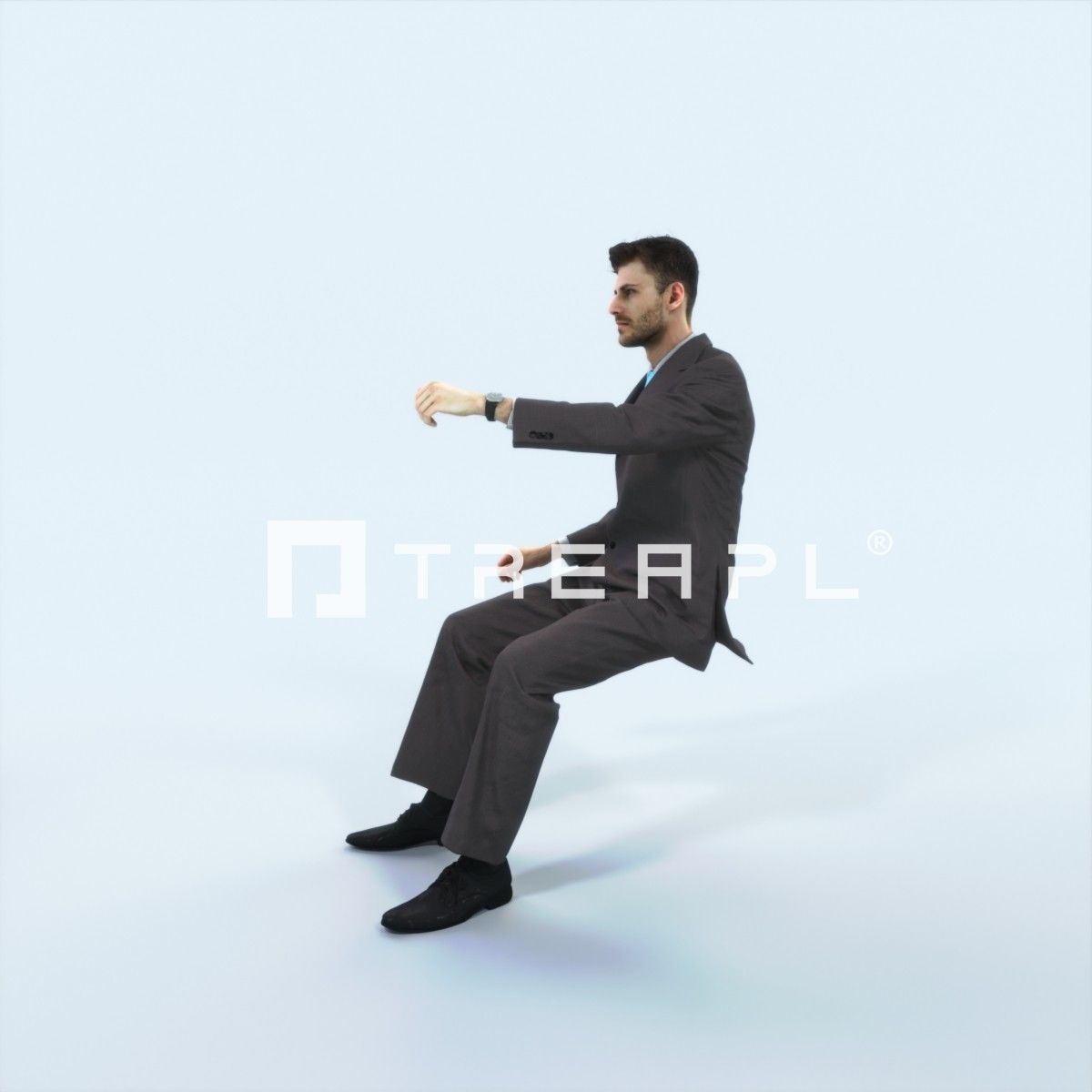 Posture 20D Driver Driving Sitting Elegant Man Low-poly 3D model_5