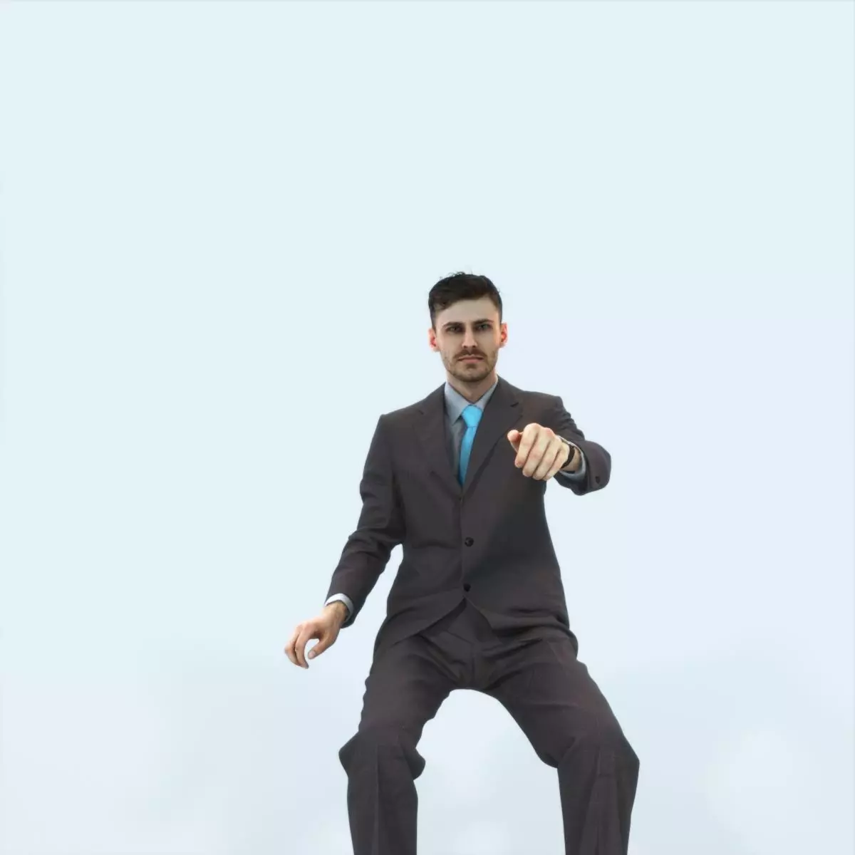 Posture 20D Driver Driving Sitting Elegant Man Low-poly 3D model_0