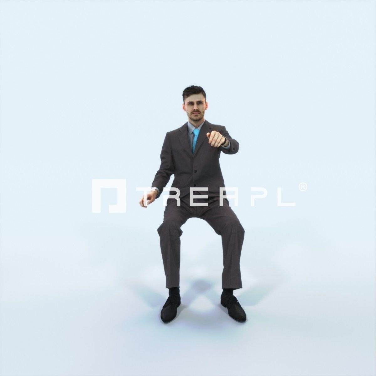 Posture 20D Driver Driving Sitting Elegant Man Low-poly 3D model_1