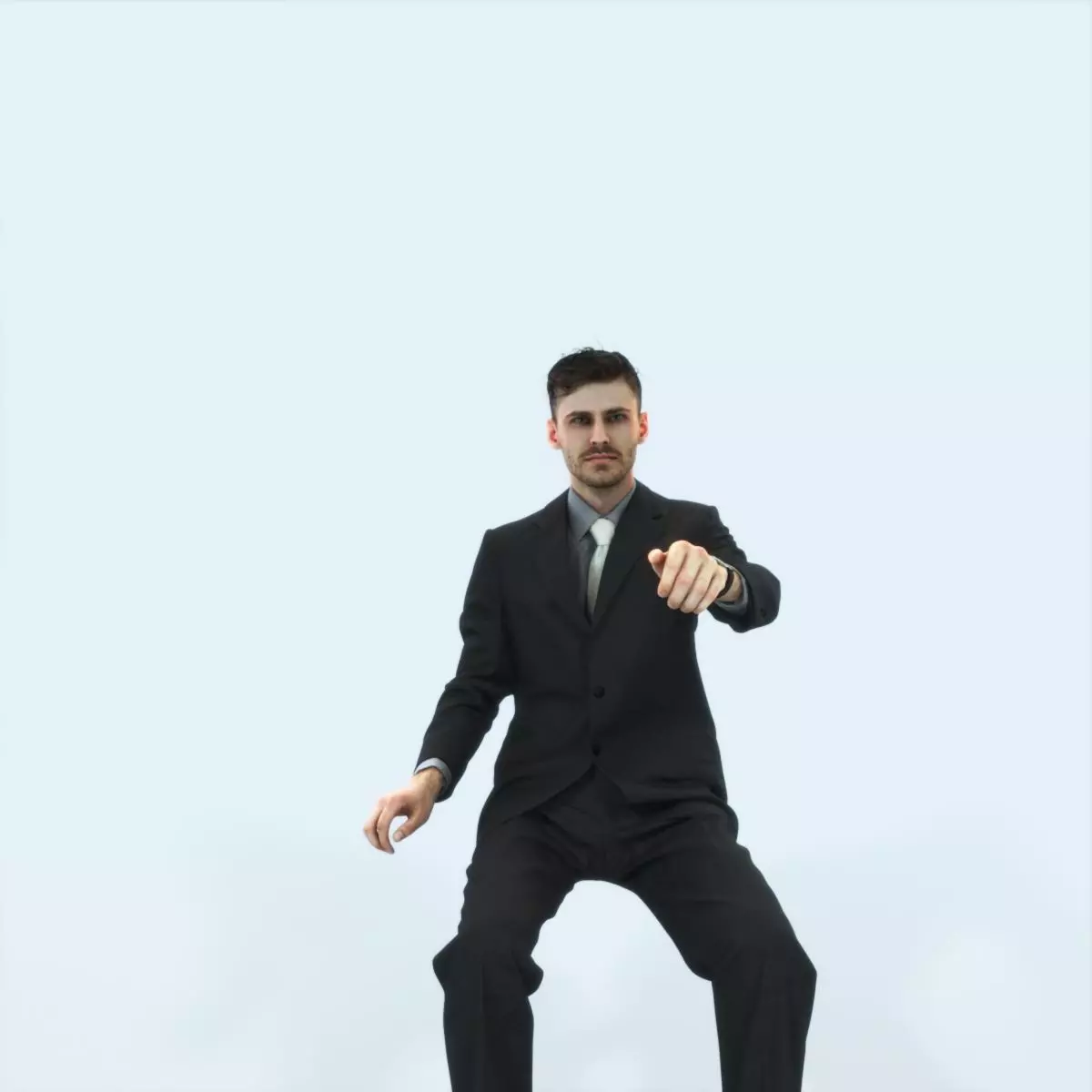 Posture 20B Driver Driving Sitting Elegant Business Man Low-poly 3D model_0