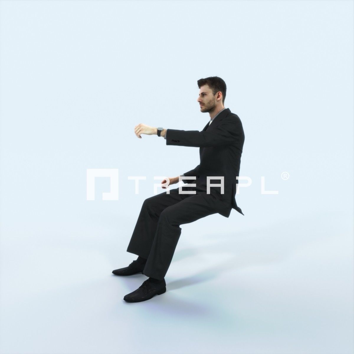 Posture 20B Driver Driving Sitting Elegant Business Man Low-poly 3D model_5