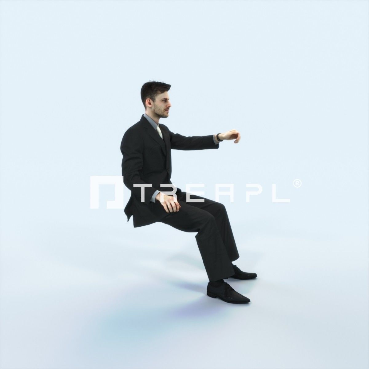 Posture 20B Driver Driving Sitting Elegant Business Man Low-poly 3D model_2