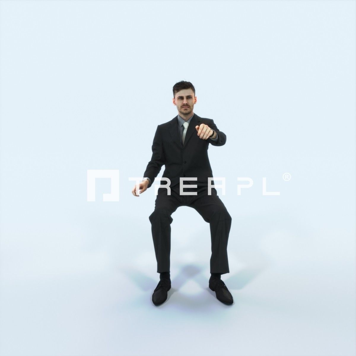 Posture 20B Driver Driving Sitting Elegant Business Man Low-poly 3D model_1