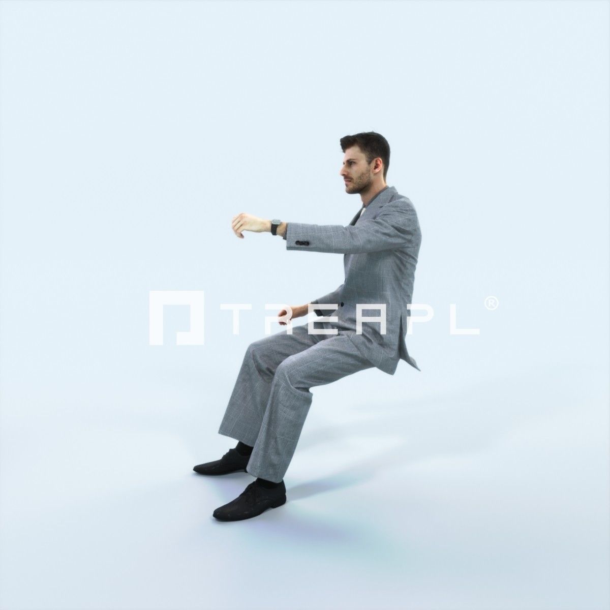 Posture 20A Driver Driving Sitting Elegant Business Man Low-poly 3D model_5