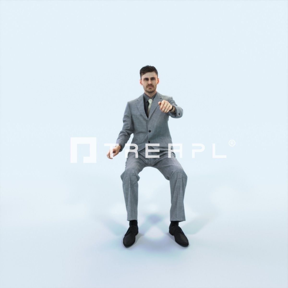 Posture 20A Driver Driving Sitting Elegant Business Man Low-poly 3D model_1