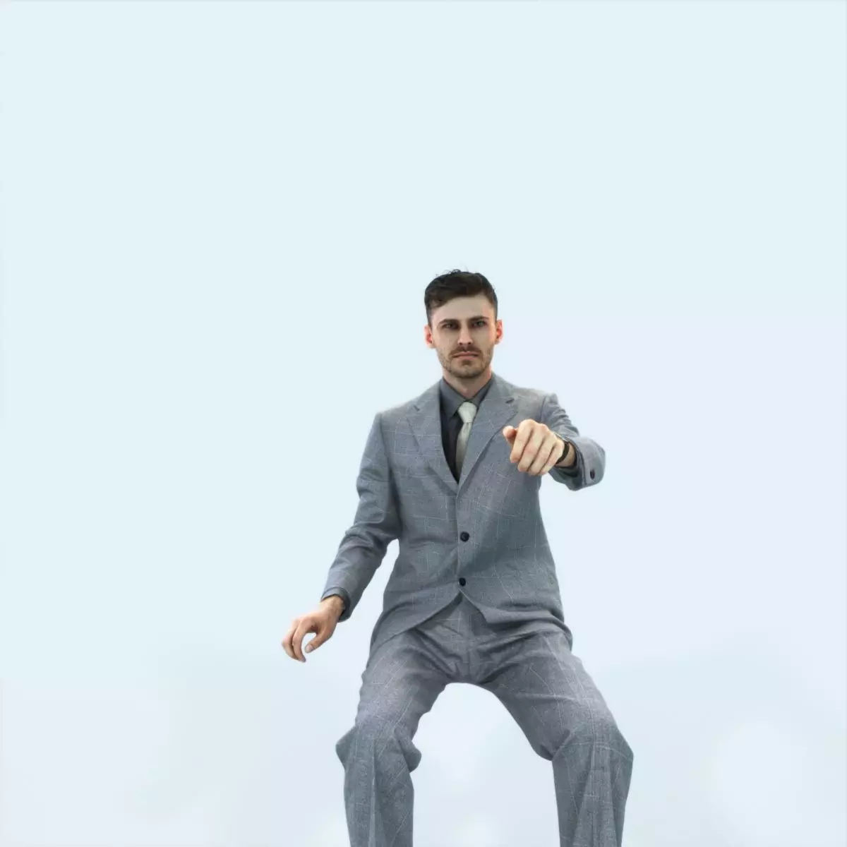 Posture 20A Driver Driving Sitting Elegant Business Man Low-poly 3D model_0