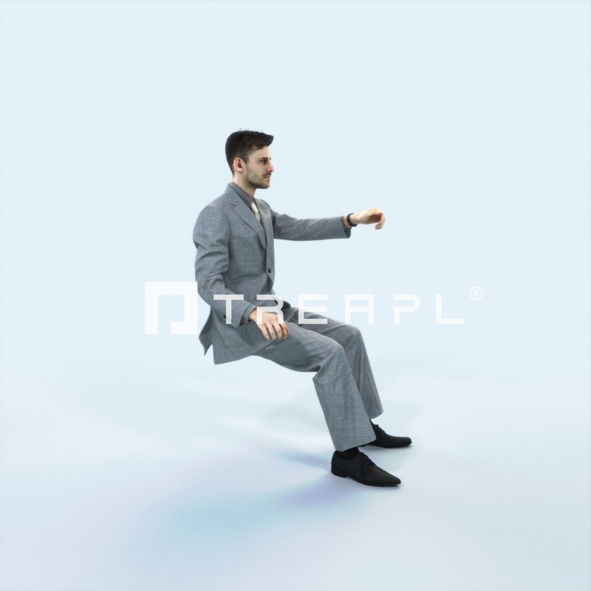 Posture 20A Driver Driving Sitting Elegant Business Man Low-poly 3D model_2