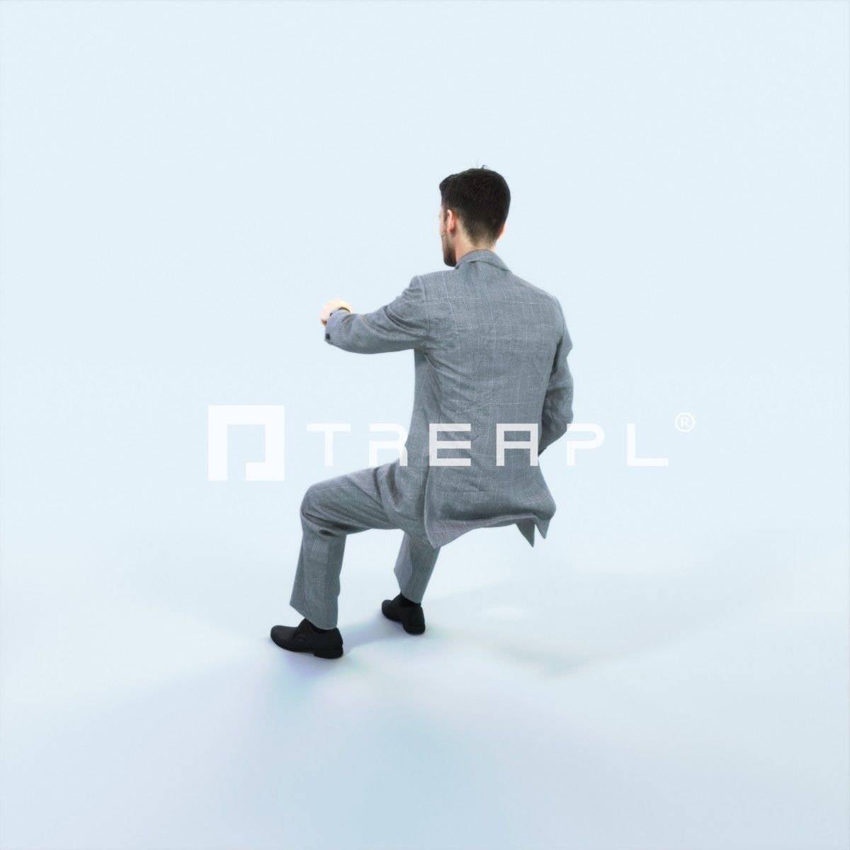 Posture 20A Driver Driving Sitting Elegant Business Man Low-poly 3D model_4