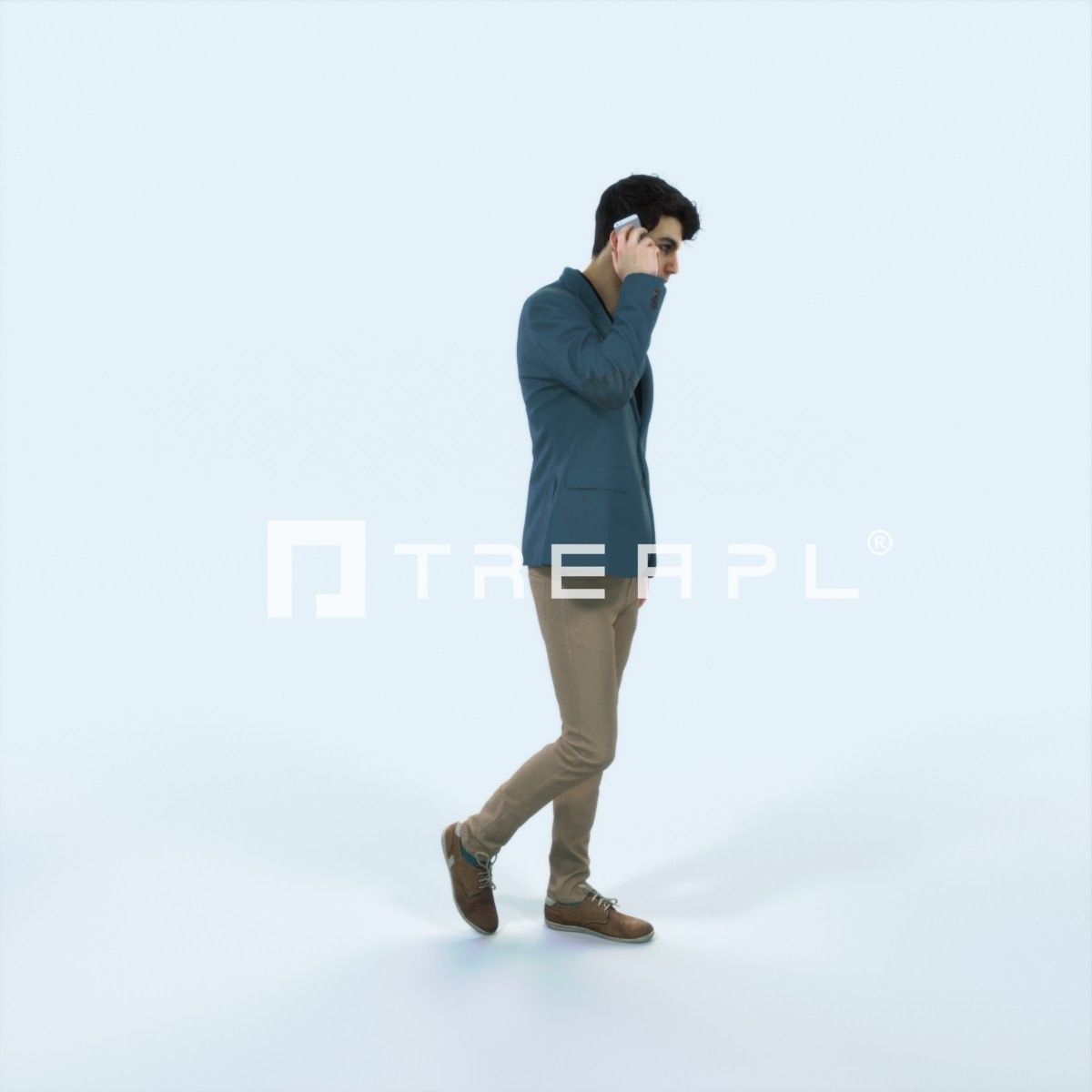 Prime 03F Cell Phone walking Casual Man Low-poly 3D model_2