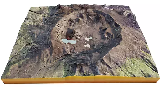 Okmok Caldera 3d model terrain 3D model