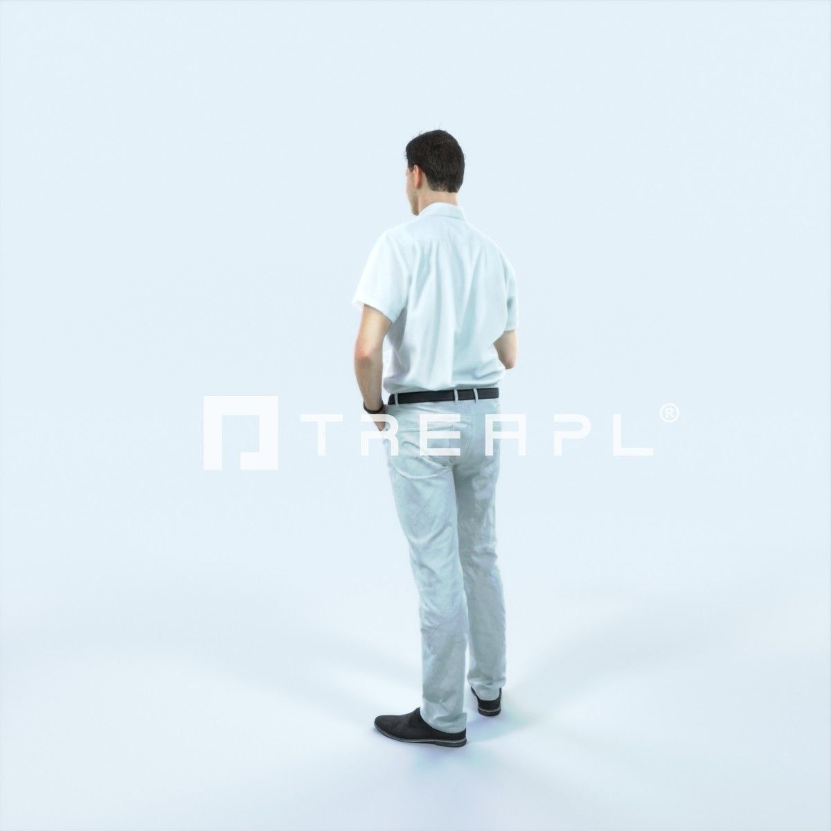 Romance 01M Holding Casual Man Low-poly 3D model_4