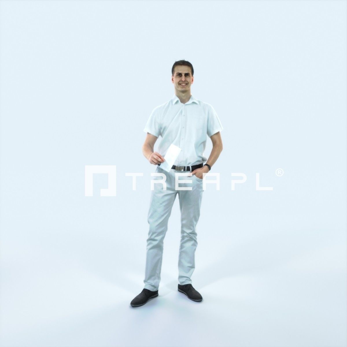 Romance 01M Holding Casual Man Low-poly 3D model_1