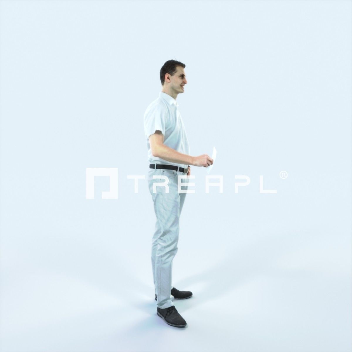 Romance 01M Holding Casual Man Low-poly 3D model_2