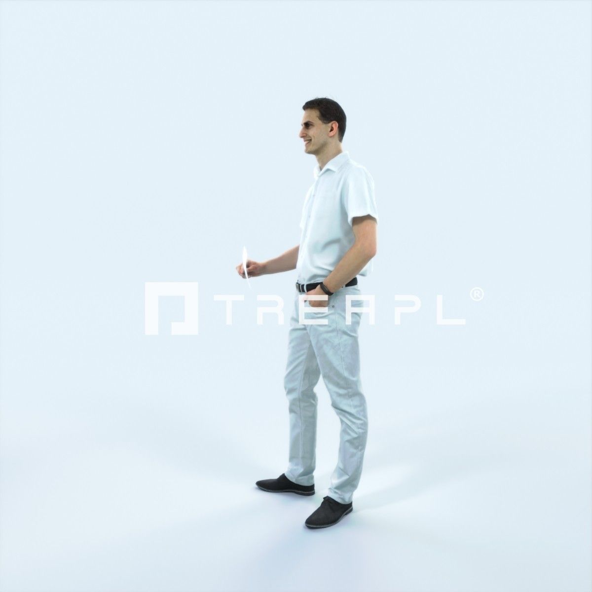 Romance 01M Holding Casual Man Low-poly 3D model_5