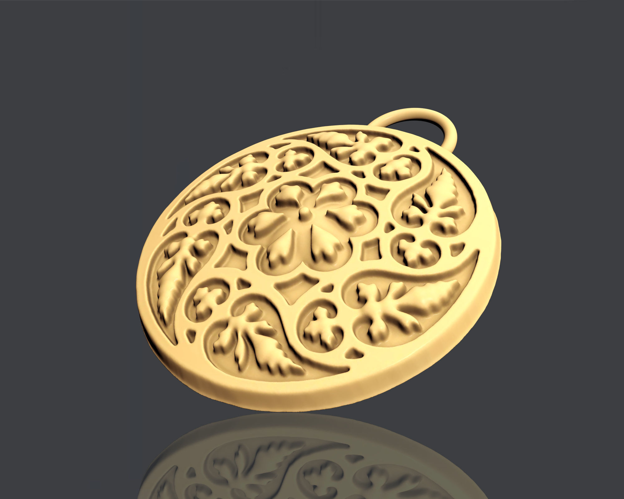 tree leafs pendant  3D print model_3