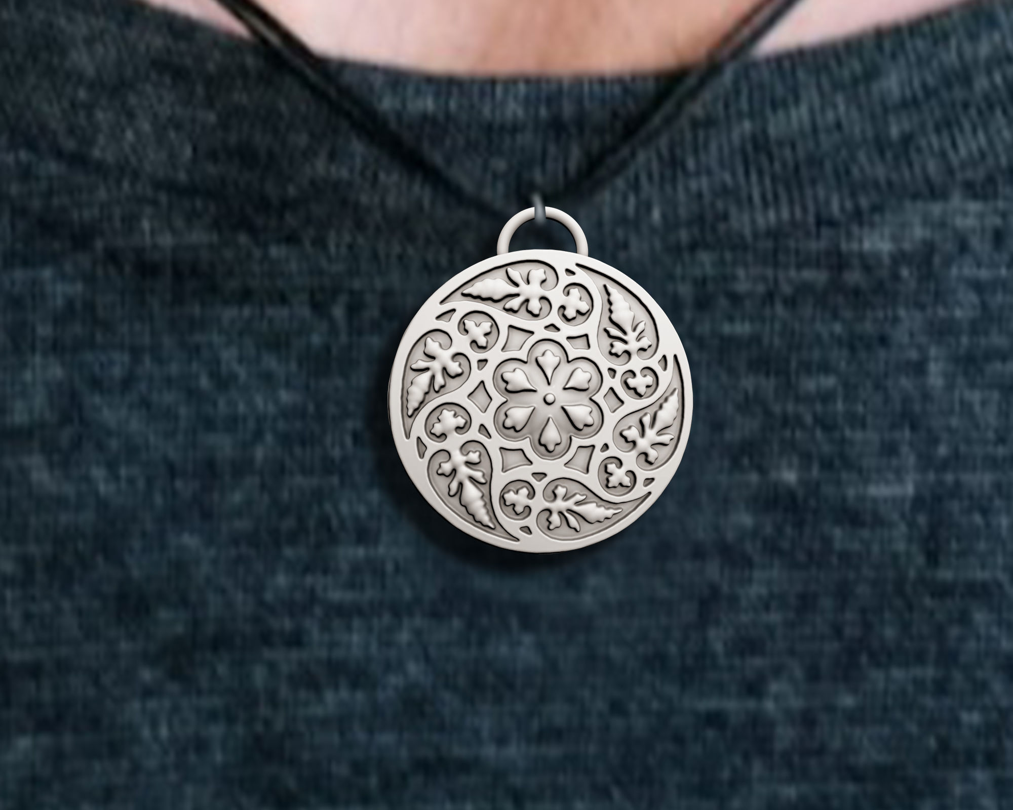 tree leafs pendant  3D print model_12