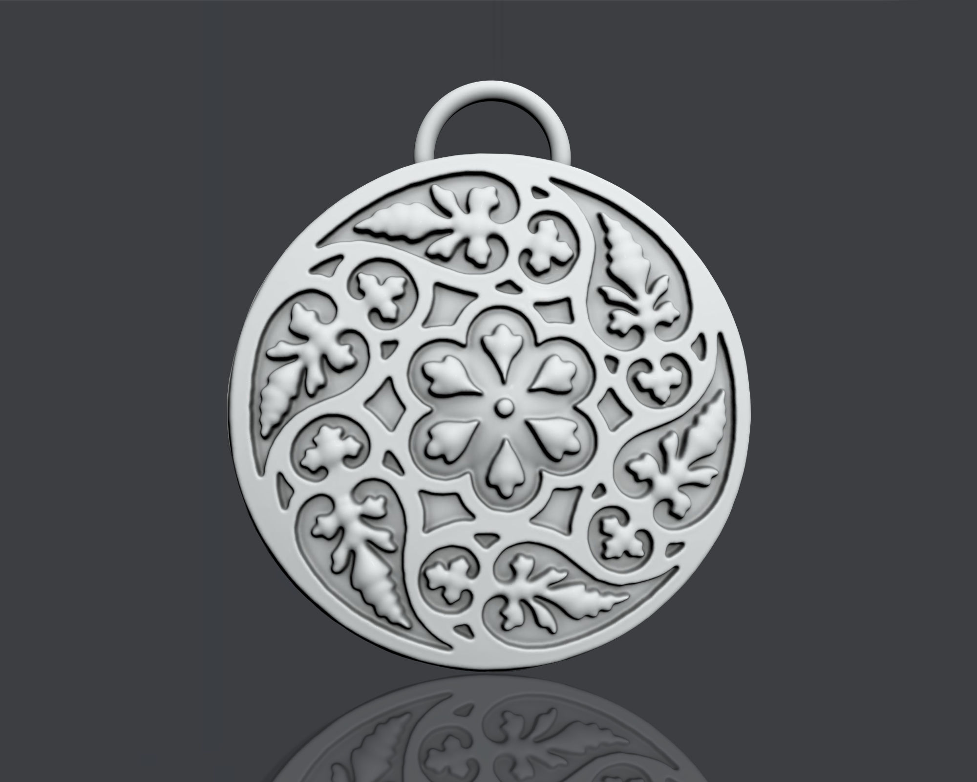 tree leafs pendant  3D print model_2