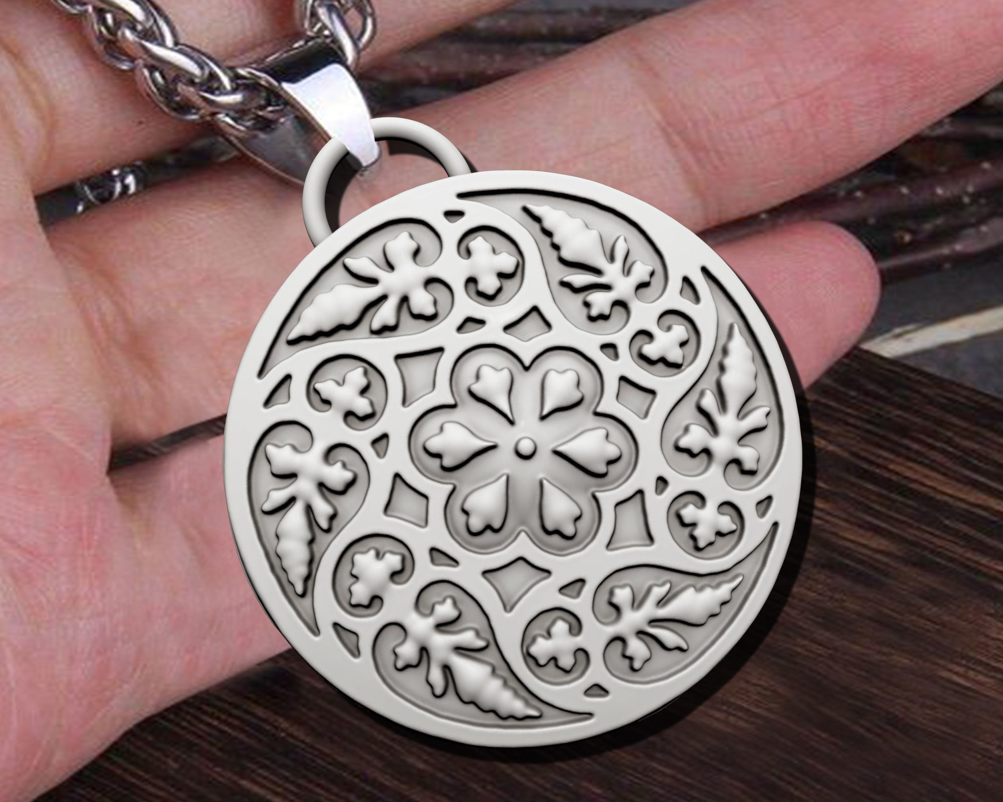 tree leafs pendant  3D print model_5
