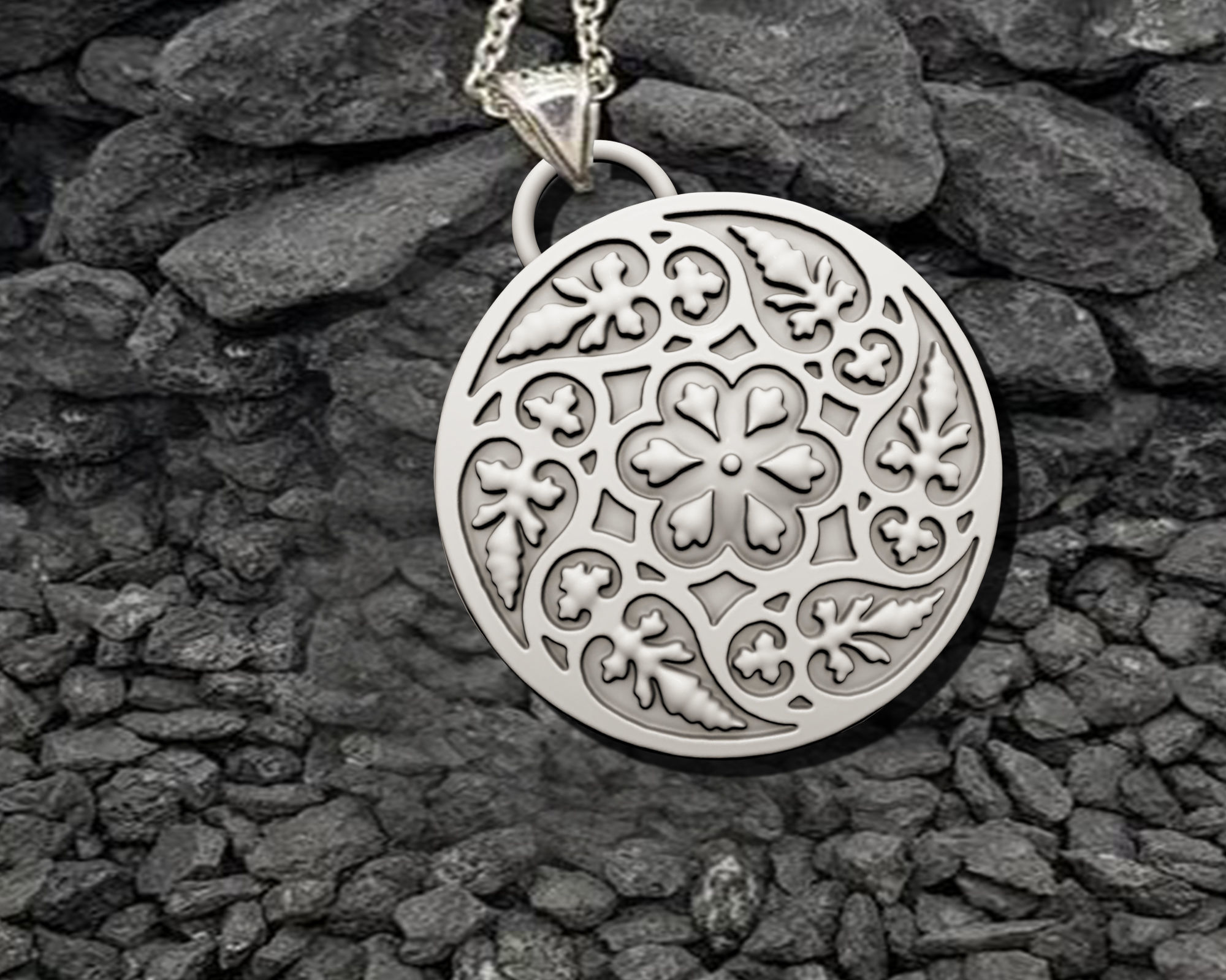 tree leafs pendant  3D print model_8