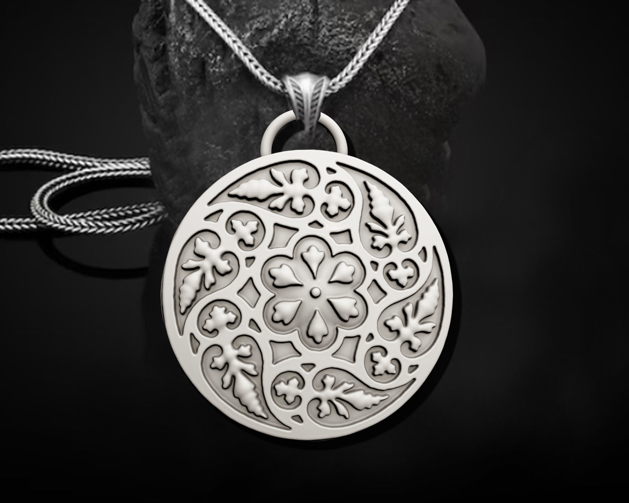tree leafs pendant  3D print model_9
